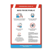 Charger l'image dans la galerie, Affichage COVID19 - Avis au public - FR/LU/EN/DE/PT - Adhésif/Panneau/Magnet