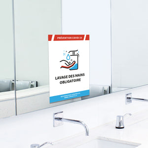 Affichage COVID19 - Lavage des mains obligatoire - Adhésif/Panneau/Magnet