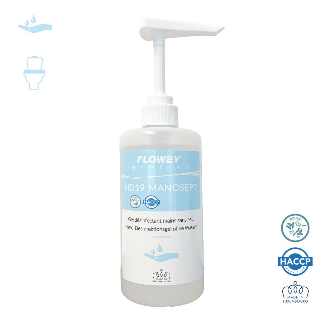 Gel hydroalcoolique désinfectant mains sans eau - Pompe 500 ml